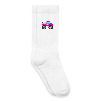 Pinker Monstertruck - Kinder Tennissocken - Weiß - Rechts