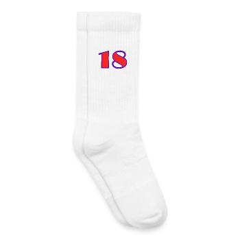 18. 18 ANS. 18e ANNIVERSAIRE. ANNIVERSAIRE 18 ANS. - Chaussettes de tennis bio enfant - blanc - Droite