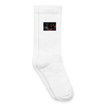 Voiture de sport nocturne sur la route - Chaussettes de tennis bio enfant - blanc - Droite