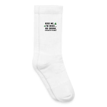 Embrasse-moi, je suis irlandais ou un Tee ivre - Chaussettes de tennis bio enfant - blanc - Droite