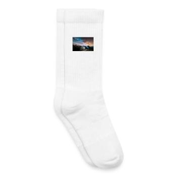 Man standing on field gazing the milky way - Kids Tennis Socks - white - Right