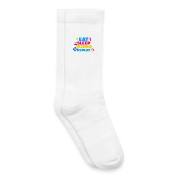 Eat Sleep Techno Repeat Farbexplosion - Kinder Tennissocken - Weiß - Rechts