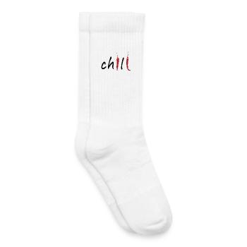 Piment piment Typographie minimaliste épicée Design alimentaire - Chaussettes de tennis bio enfant - blanc - Droite