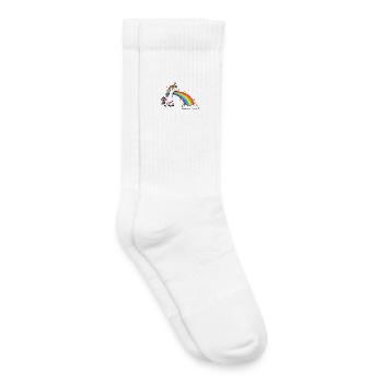 Einhorn spuckt Regenbogen in Wolken - Kinder Tennissocken - Weiß - Rechts