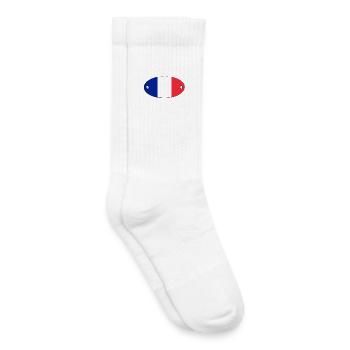Oval flag France emblem.  France - Kids Tennis Socks - white - Right