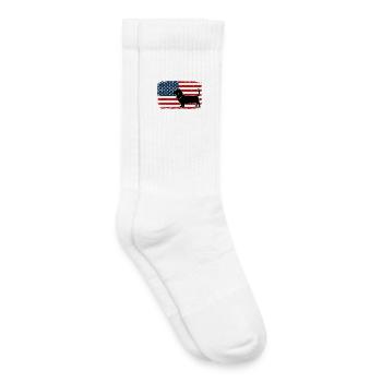 Basset Hound US Flag - Patriotic Dog Mom Dad - Kids Tennis Socks - white - Right