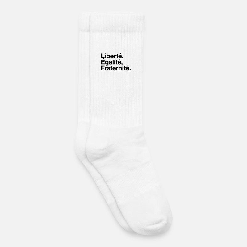 Liberté Egalité Fraternité - Devise République - Chaussettes de tennis bio enfant - blanc