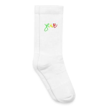 Jah en Trio couleurs Rouge Or Vert - Chaussettes de tennis bio enfant - blanc - Droite