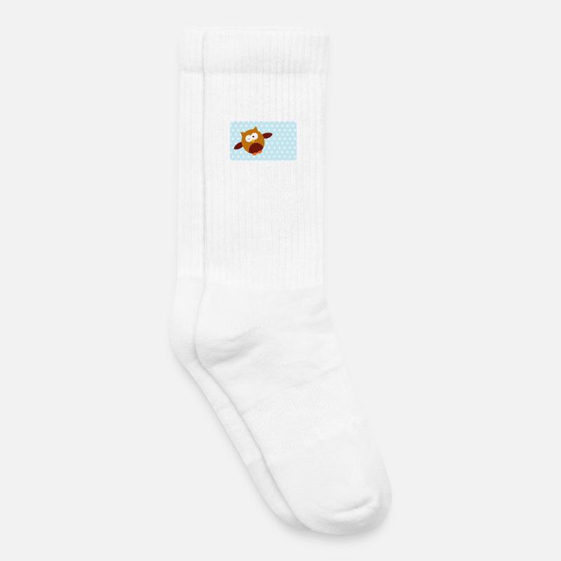 Lustige Eule mit Sternchen blau | personalisierbar - Kinder Tennissocken - Weiß