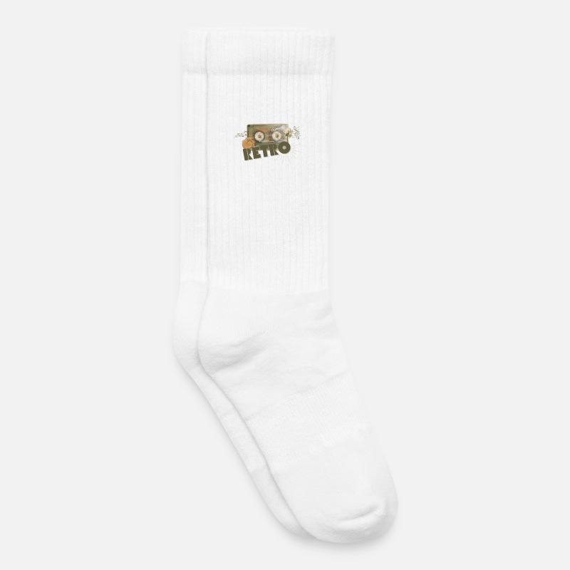 Retro Kassette Collage - Kinder Tennissocken - Weiß