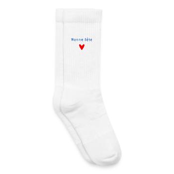 MAMAN. FÊTE DES MÈRES. COEUR. FÊTE. BONNE FÊTE - Chaussettes de tennis bio enfant - blanc - Droite