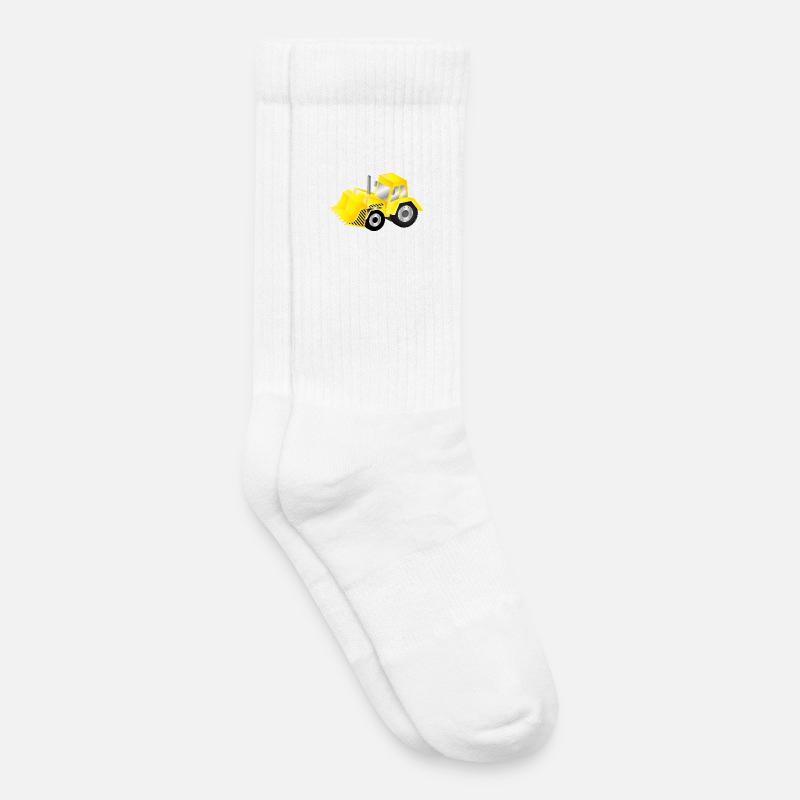 Strahlend gelber Bagger mit Power - Kinder Tennissocken - Weiß
