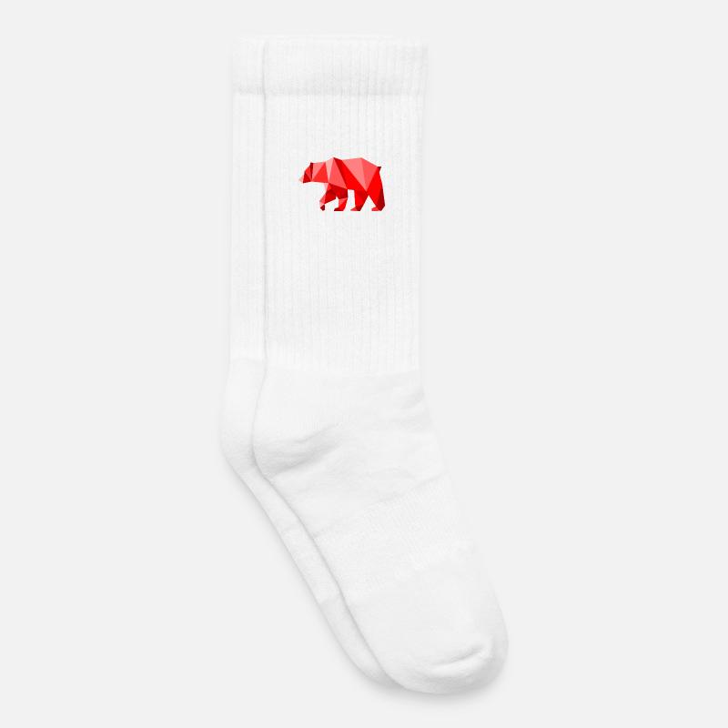 Roter Lowpoly-Bär - Kinder Tennissocken - Weiß
