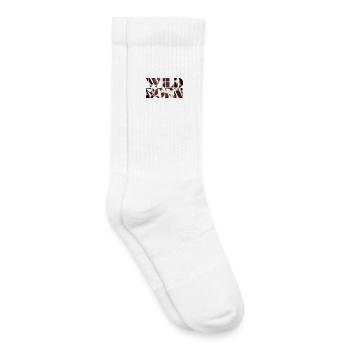 Wild Born Cow Texture Print Typography - Kids Tennis Socks - white - Right