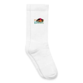 Silhouette du palmier au coucher de soleil des Bahamas - Chaussettes de tennis bio enfant - blanc - Droite