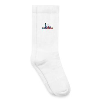 Tianjin City Skyline Moderne Turm-Linienzeichnung - Kinder Tennissocken - Weiß - Rechts