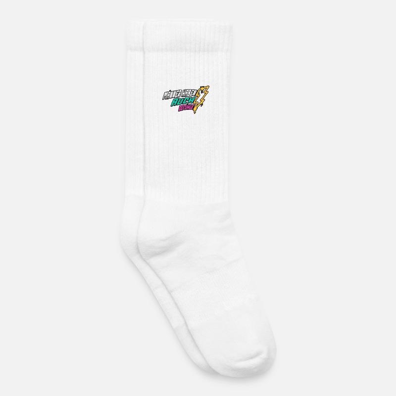 Retro-Blitz-Design Lustige Sprüche - Männergefühle - Kinder Tennissocken - Weiß