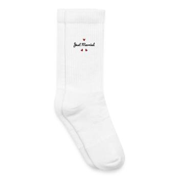 GERADE VERHEIRATET. Junggesellinnenabschied. VALENTINSTAG. PAAR - Kinder Tennissocken - Weiß - Rechts