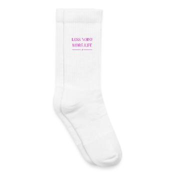 Less Noise More Life Saying Statement Shirt Decal - Kids Tennis Socks - white - Right
