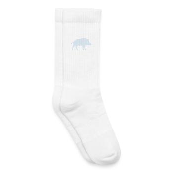 Silhouette bleue du sanglier sauvage - Chaussettes de tennis bio enfant - blanc - Droite