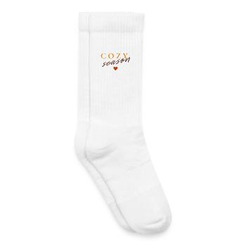 Saison douillette | Design minimaliste d’automne - Chaussettes de tennis bio enfant - blanc - Droite