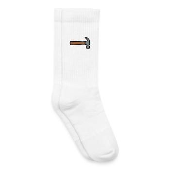 Carpenter's Hammer Tool Icon - Kids Tennis Socks - white - Right