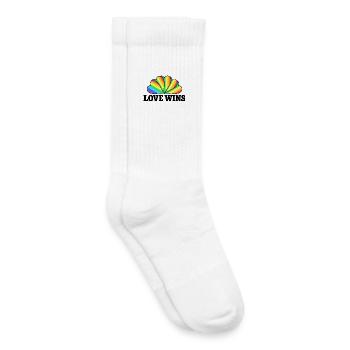 Love Wins - Rainbow Statement Design - Kids Tennis Socks - white - Right
