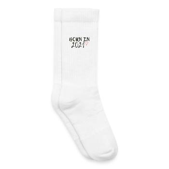Né en 2021 cœur rose - Chaussettes de tennis bio enfant - blanc - Droite