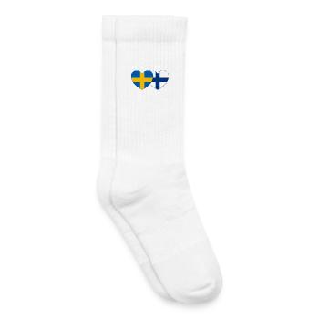 Sweden Finland Flag Heart - Kids Tennis Socks - white - Right