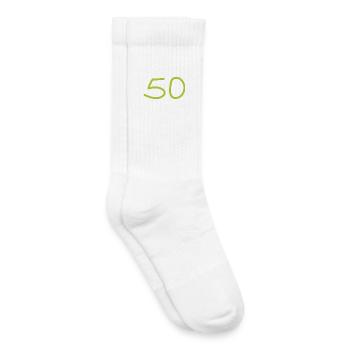 50e anniversaire cinquante numéro vert - Chaussettes de tennis bio enfant - blanc - Droite