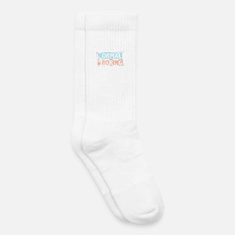 Normal is Boring - Pièces de puzzle de sensibilisation à l’autisme - Chaussettes de tennis bio enfant - blanc