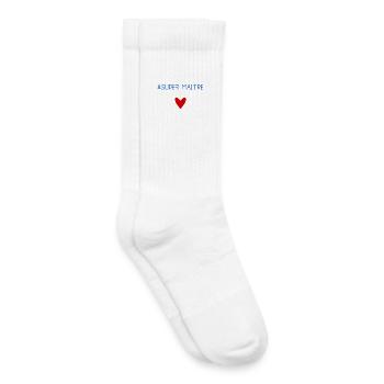 MAÎTRE. MAITRE. MERCI. MERCI MAÎTRE. MAITRE - Chaussettes de tennis bio enfant - blanc - Droite