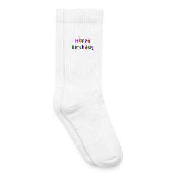 JAHRESTAG. ALLES GUTE ZUM GEBURTSTAG. ALLES GUTE ZUM GEBURTSTAG. - Kinder Tennissocken - Weiß - Rechts