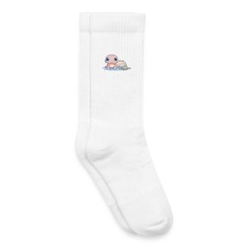 Small pink salamander at the water's edge - Kids Tennis Socks - white - Right