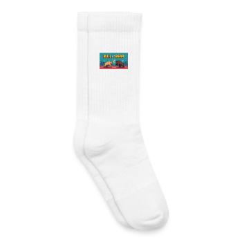 Bataille de taureau contre ours en pixel art - Chaussettes de tennis bio enfant - blanc - Droite