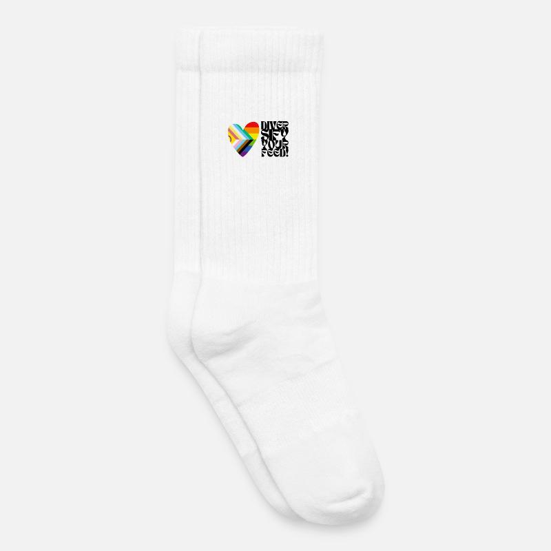 🌈♿ Diversify Your Feed –Progress Pride&Disability - Kids Tennis Socks - white