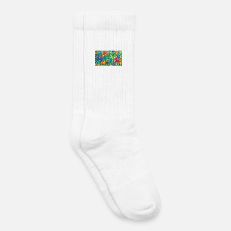 Palm Trees Tropical Pattern - Kids Tennis Socks - white
