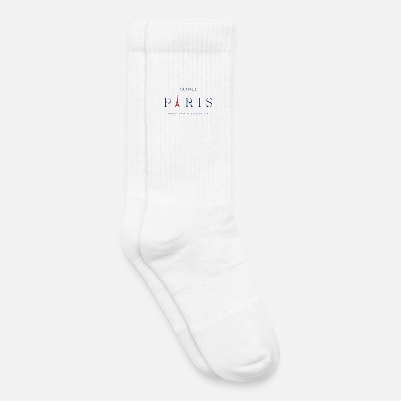 Paris Blue Eiffel Tower Red - Kids Tennis Socks - white