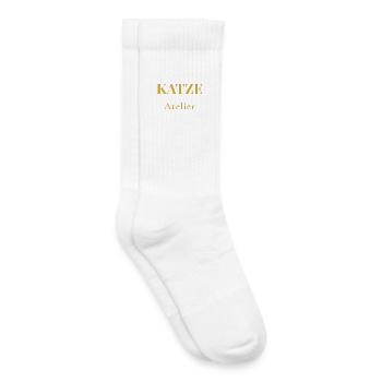 T-shirt chat minimaliste – Design premium - Chaussettes de tennis bio enfant - blanc - Droite