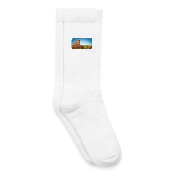 Suricate autocollante de livre sur le rocher dans la savane - Chaussettes de tennis bio enfant - blanc - Droite