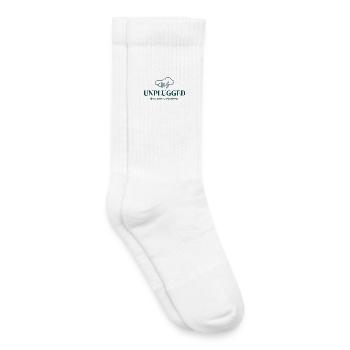 Minimalistisches Unplugged Zitat: Verlangsamen und Wiederverbinden - Kinder Tennissocken - Weiß - Rechts