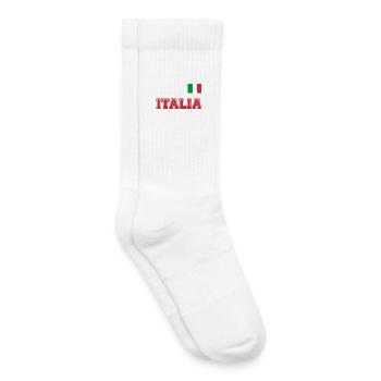 Italien Trikot Look - ITALIA mit Flagge Fahne - Kinder Tennissocken - Weiß - Rechts