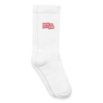 Work Hard And Be Kind Inspirational Diligence Kindness Logo - Kids Tennis Socks - white - Right