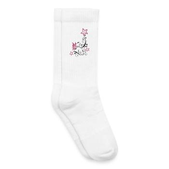 Flowers with filigree floral ornament, butterfly - Kids Tennis Socks - white - Right
