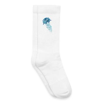 méduse bleue avec coraux, coquillages et anémones de mer - Chaussettes de tennis bio enfant - blanc - Droite