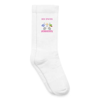 Reichet mir den Spaten Königin Gärtnern Spruch - Kinder Tennissocken - Weiß - Rechts