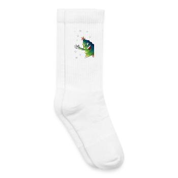 merry christmas tree sways in snow - christmas - Kids Tennis Socks - white - Right
