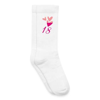 18. 18 JAHRE ALT. 18-JÄHRIGES JUBILÄUM. GEBURTSTAG 18 JAHRE. - Kinder Tennissocken - Weiß - Rechts