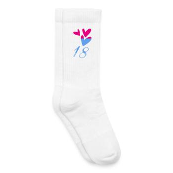 18. 18 ANS. 18e ANNIVERSAIRE. ANNIVERSAIRE 18 ANS. - Chaussettes de tennis bio enfant - blanc - Droite