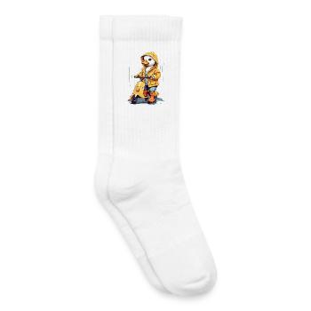 Canard mignon avec rouleau - Chaussettes de tennis bio enfant - blanc - Droite